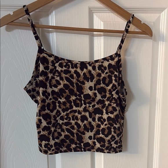 Leopard Print Women's Cami Crop Top - Picture 1 of 2
